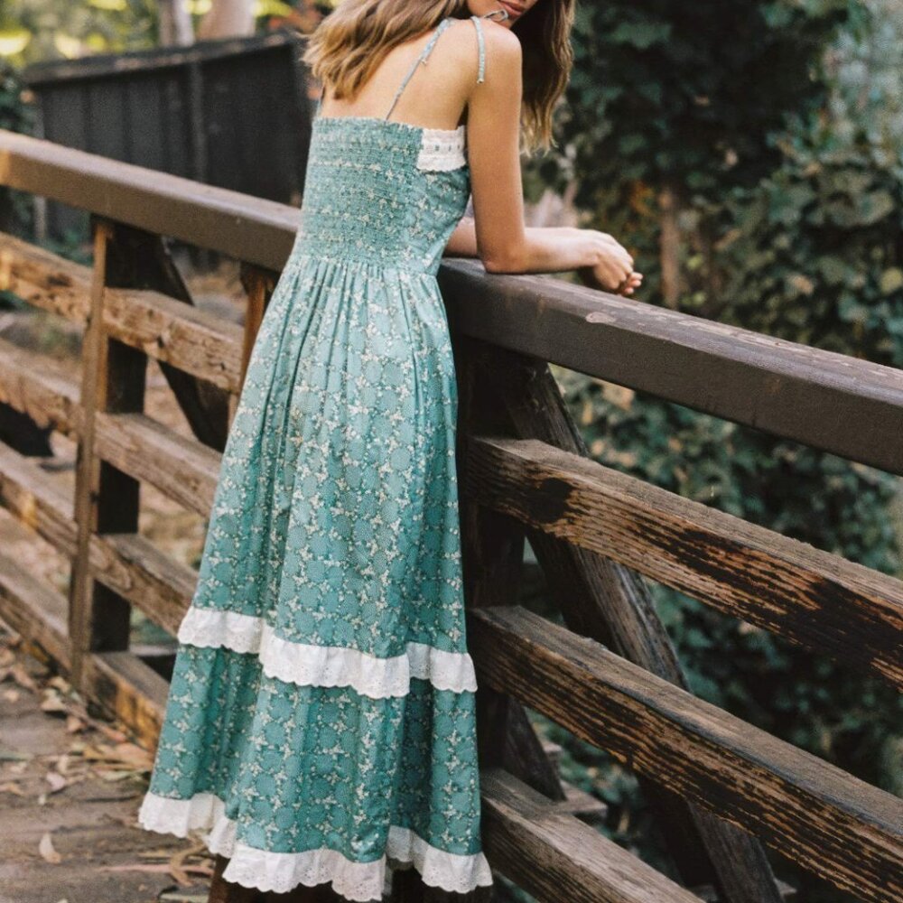 Christy Dawn The Emma Dress | Color: Teal Trellis